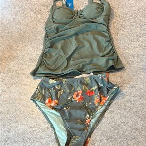 Cupshe Green Floral Bikini Set